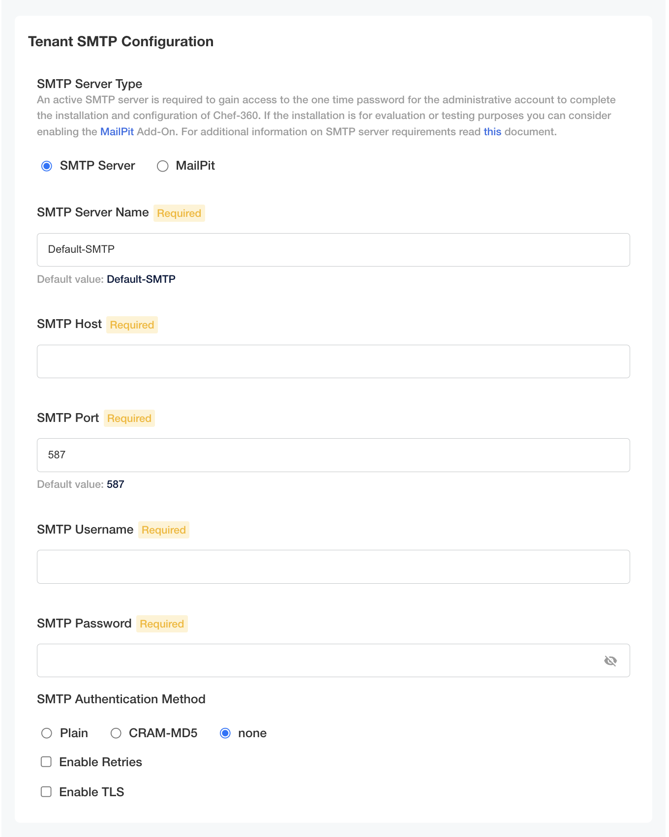 “Overview of SMTP server settings”